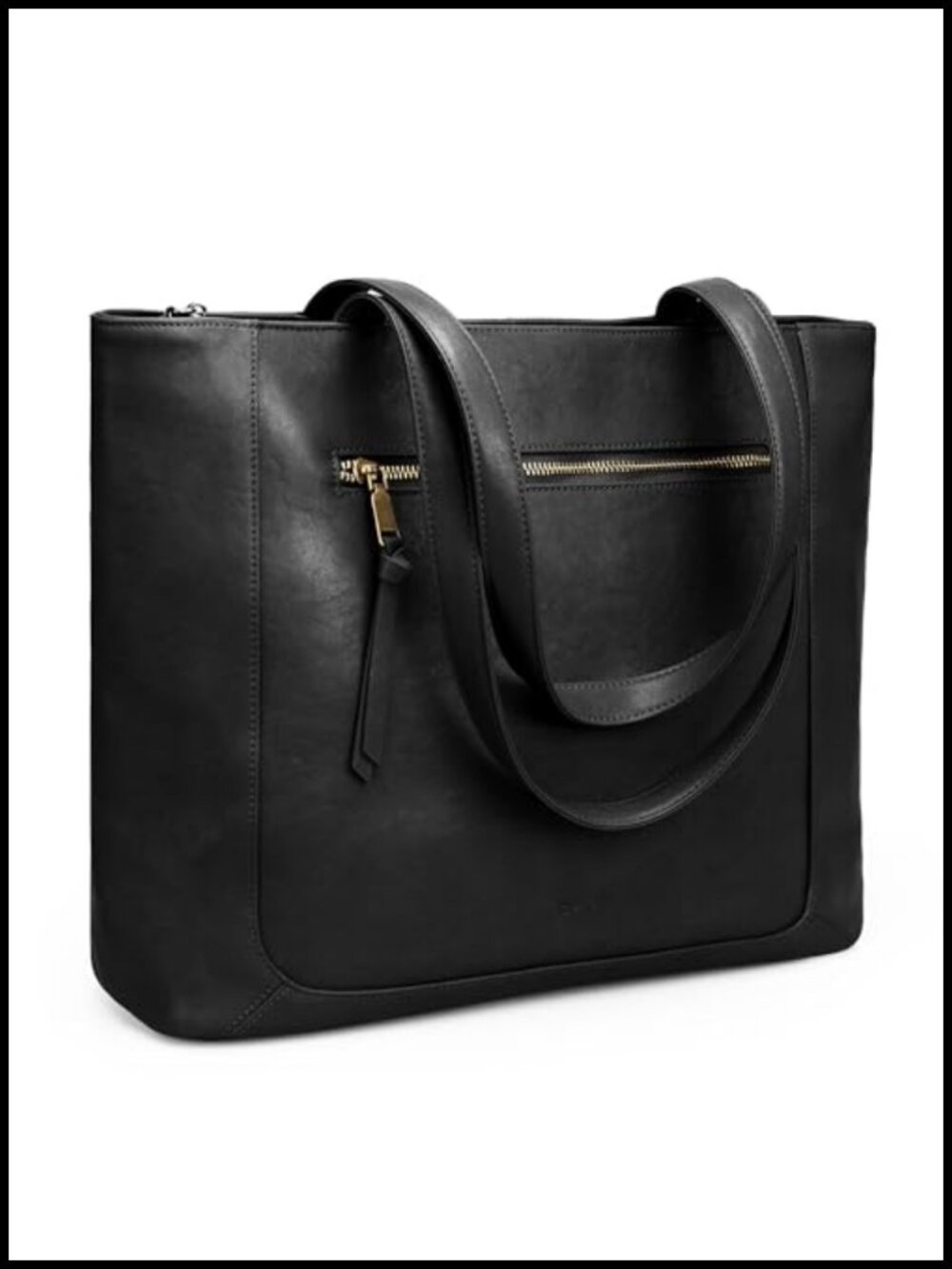 Genuine Leather Tote Bag for Women Large Work Tote with Zipper Laptop